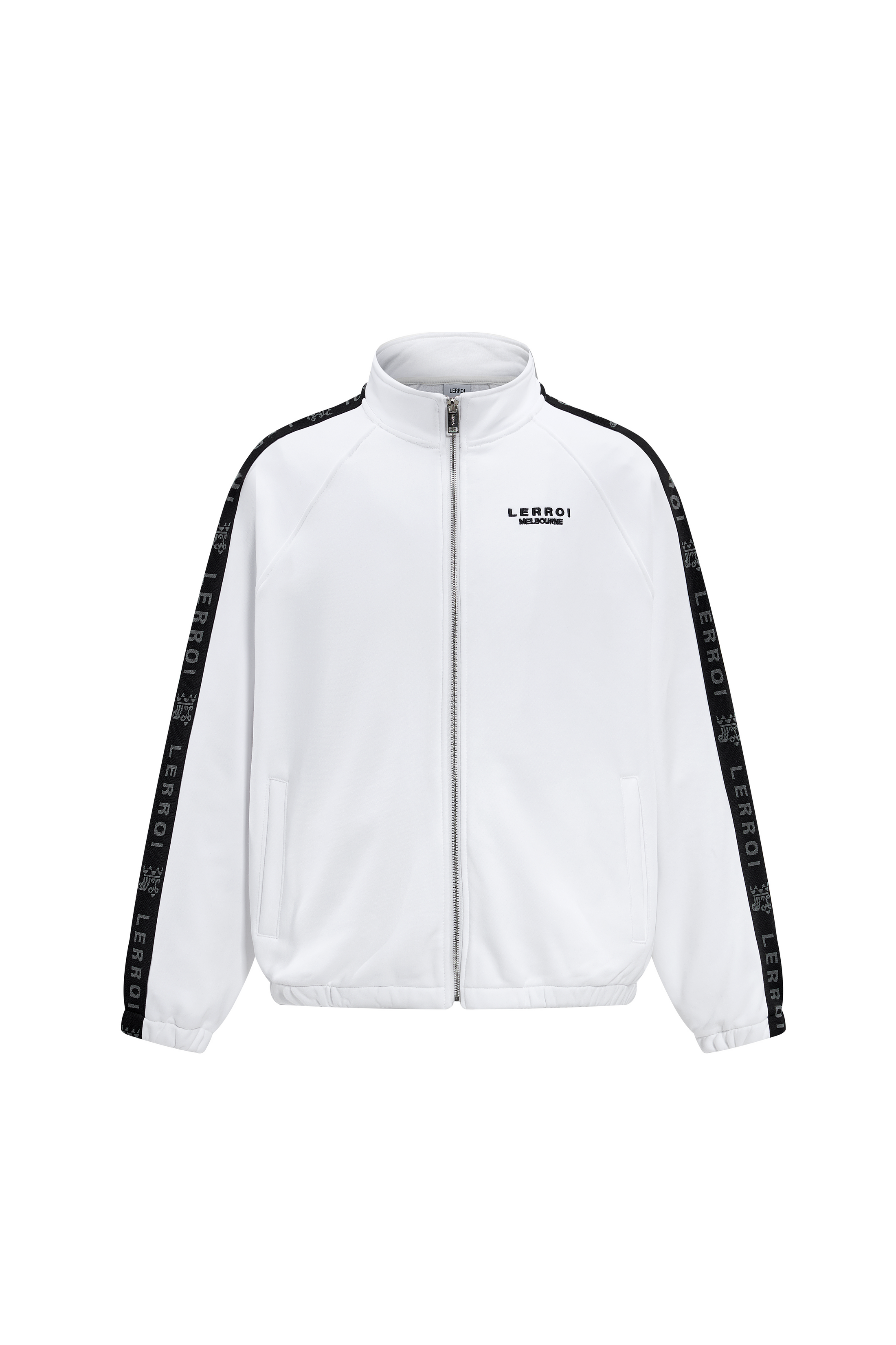 LERROI WHITE RELAXED FIT CO-ORD STAND COLLAR HOODIE WHITE