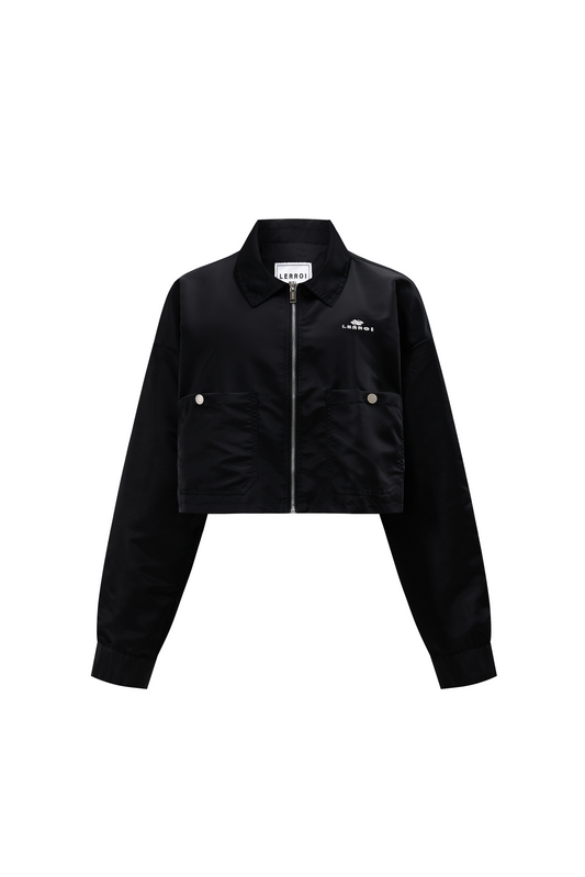 LERROI BLACK SHORT STREET NYLON ZIP-UP JACKET BLACK