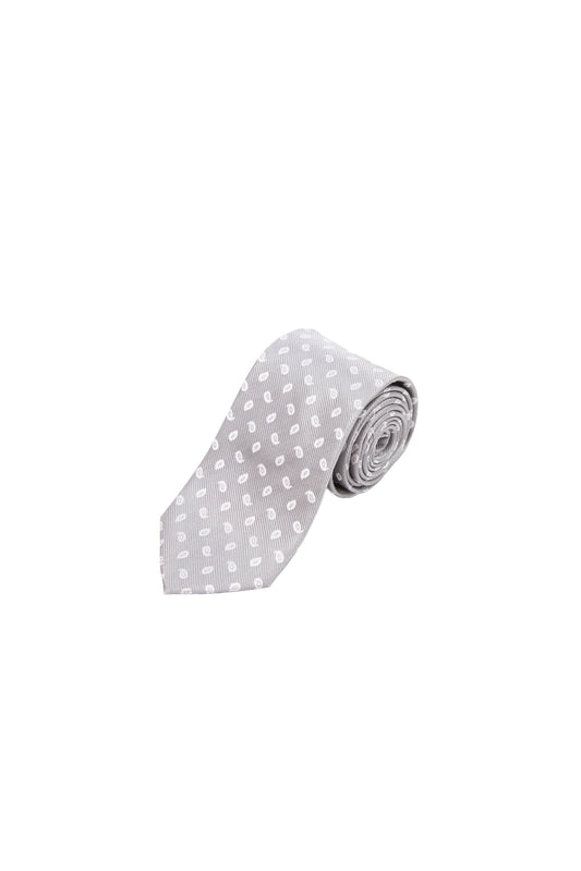 LERROI GREY SPOT SILK TIE GREY