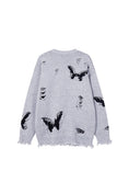 Load image into Gallery viewer, GREY BUTTERFLY FRAYED CHAIN SWEATER GREY
