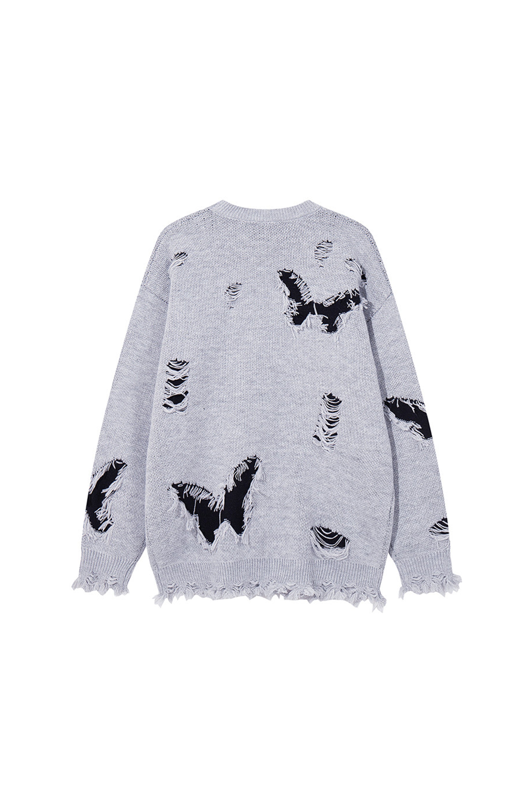 GREY BUTTERFLY FRAYED CHAIN SWEATER GREY