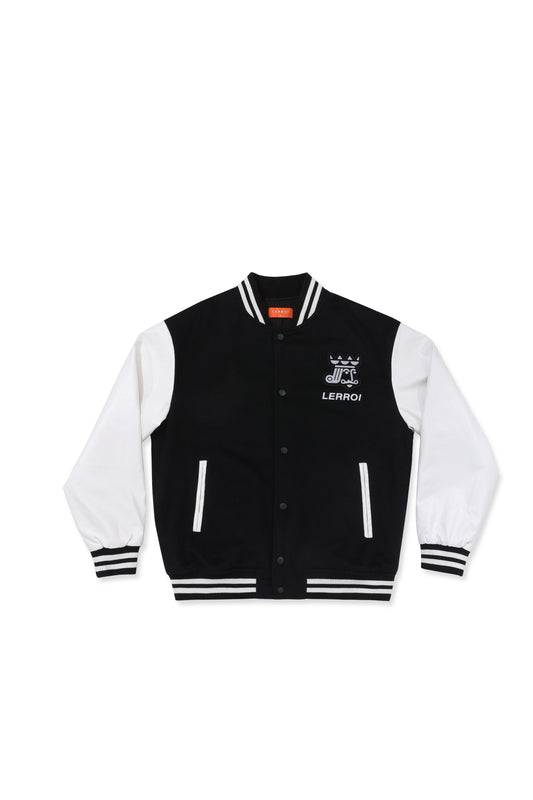 LERROI BLACK CASHMERE WOOL VARSITY JACKET BLACK