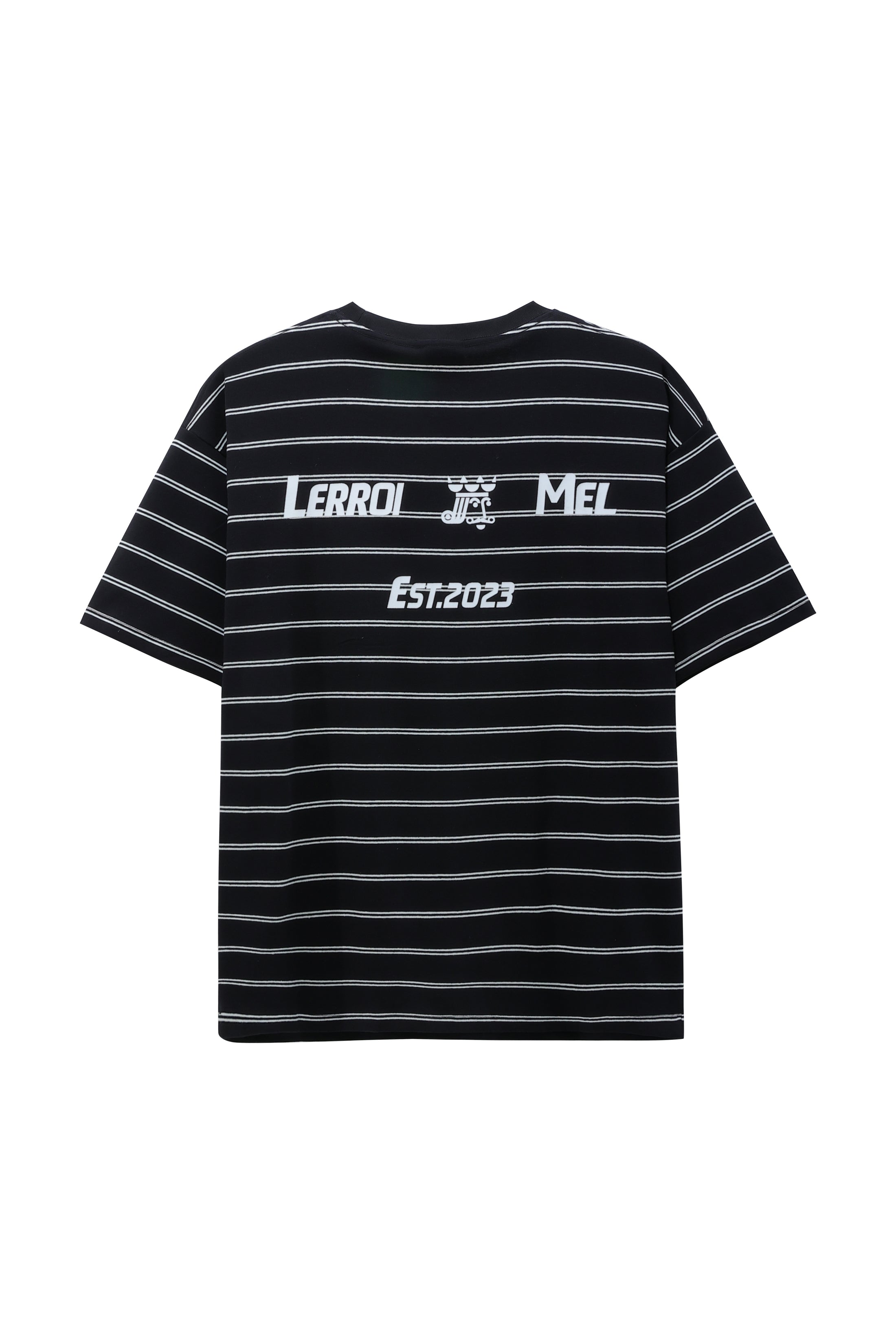 LERROI BLACK STRIPE PRINT T-SHIRT BLACK