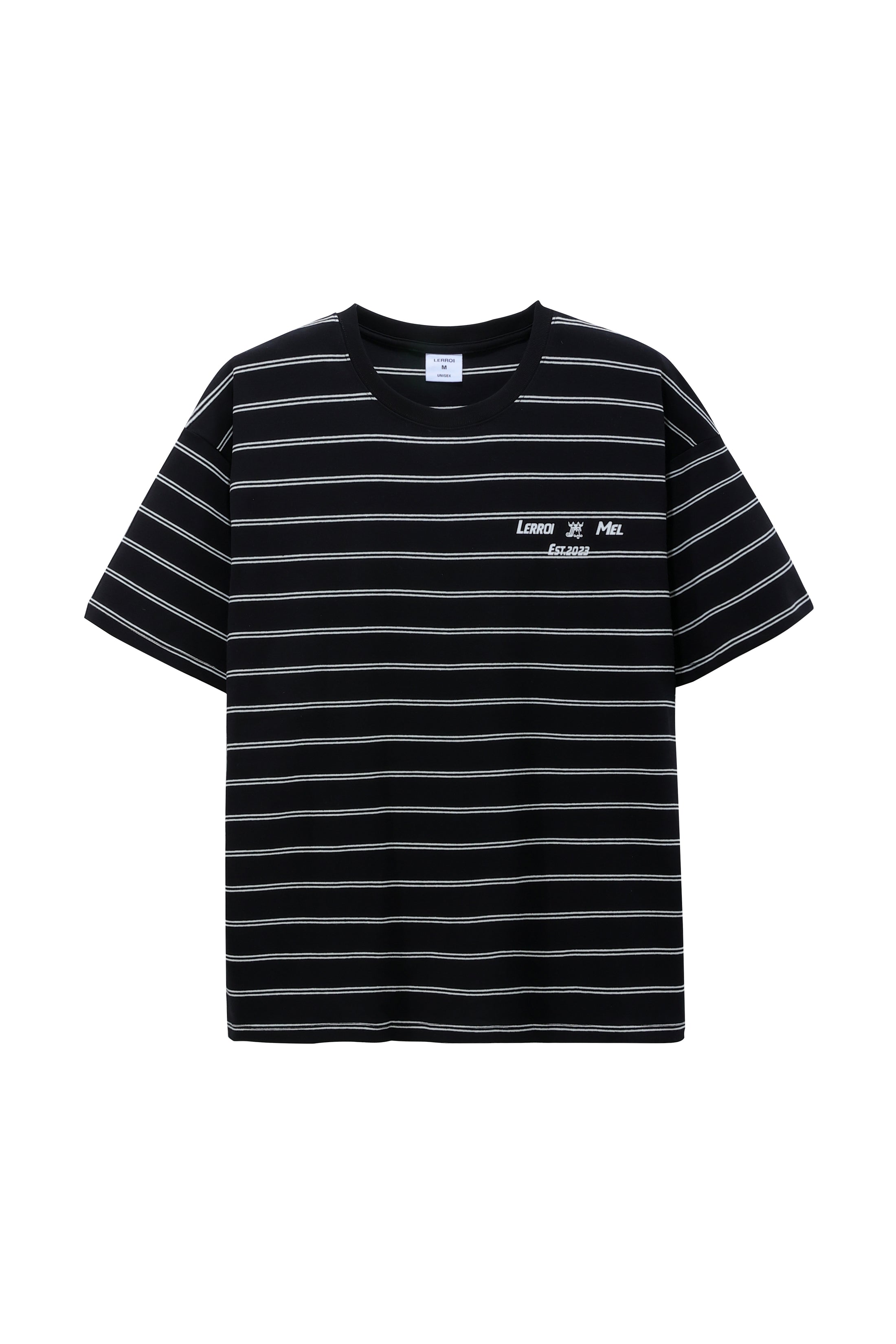 LERROI BLACK STRIPE PRINT T-SHIRT BLACK