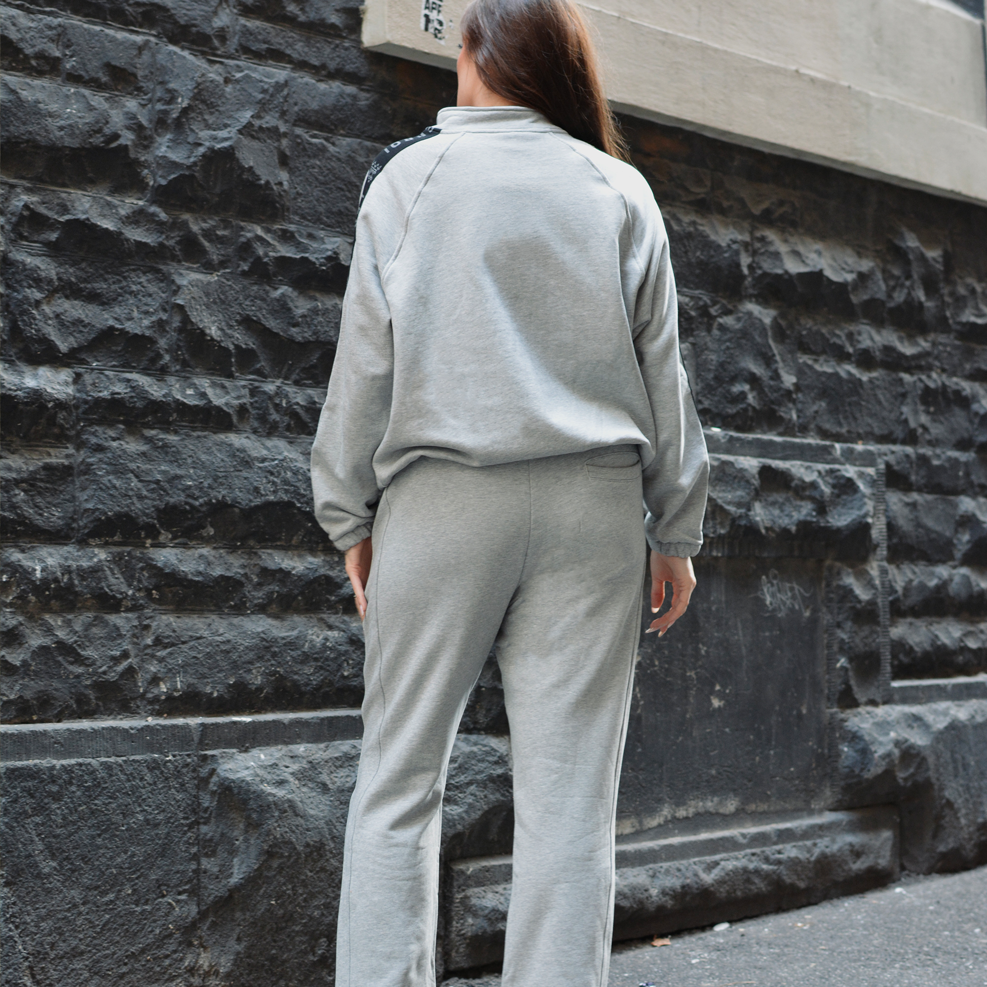 LERROI GREY RELAXED FIT CO-ORD STAND COLLAR HOODIE GREY