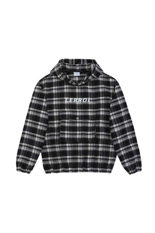 LERROI BLACK CHECK CARGO HOODIE BLACK