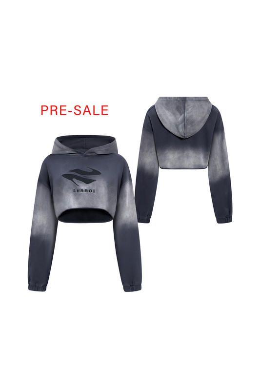 LERROI GREY URBAN WASHED SHORT HOODIE GREY