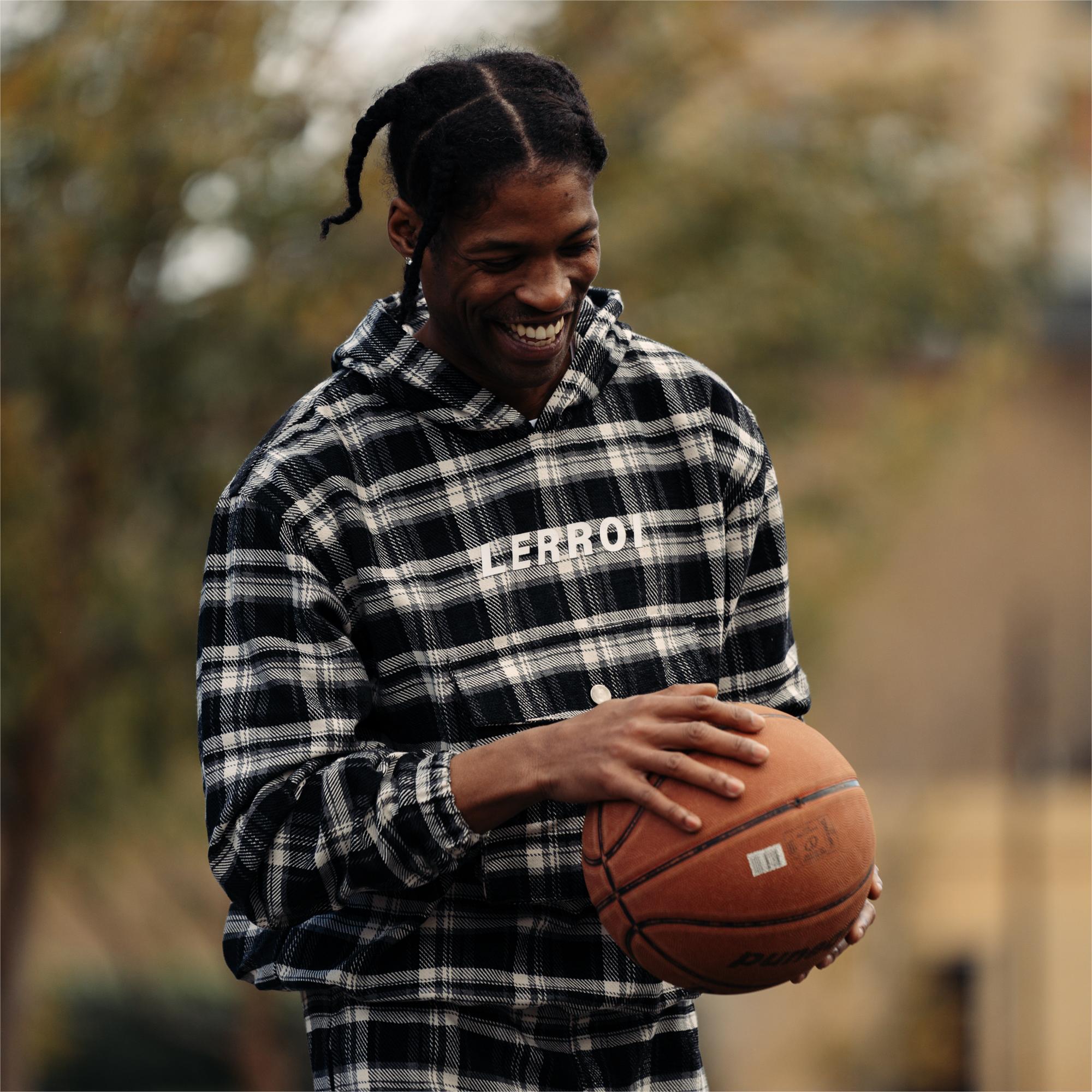 LERROI BLACK CHECK CARGO HOODIE BLACK