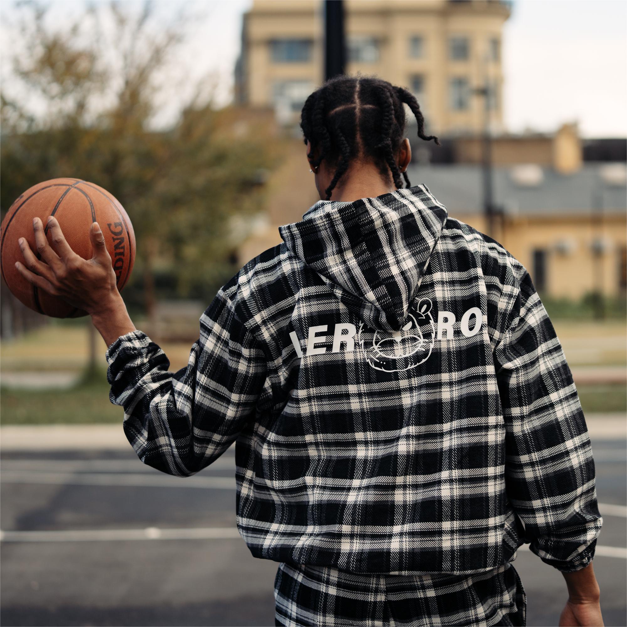 LERROI BLACK CHECK CARGO HOODIE BLACK