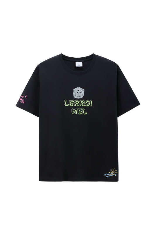 LERROI BLACK FULL PRINT ART T-SHIRT BLACK