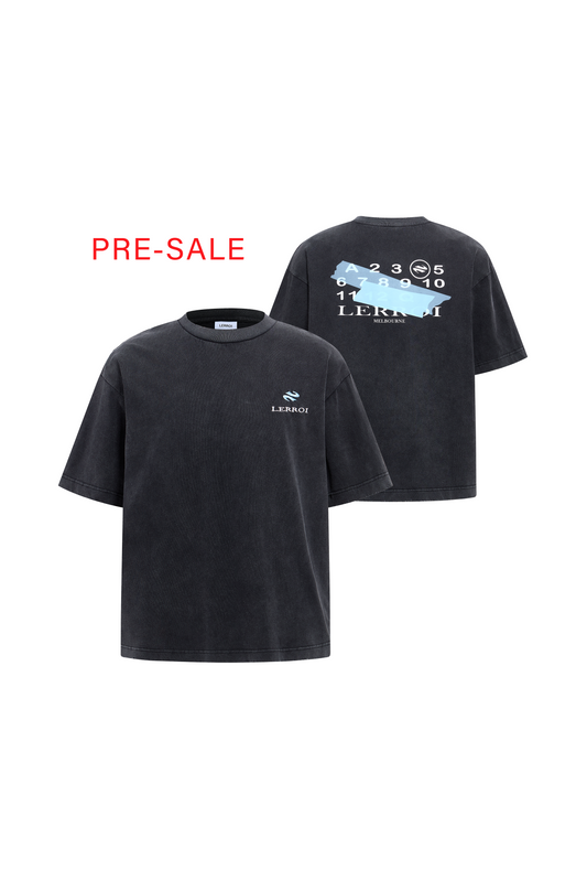 LERROI BLACK WASHED TAPE LOGO PRINTED T-SHIRT BLACK