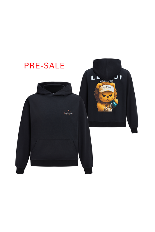 LERROI BLACK LION LATTE ART HOODIE BLACK