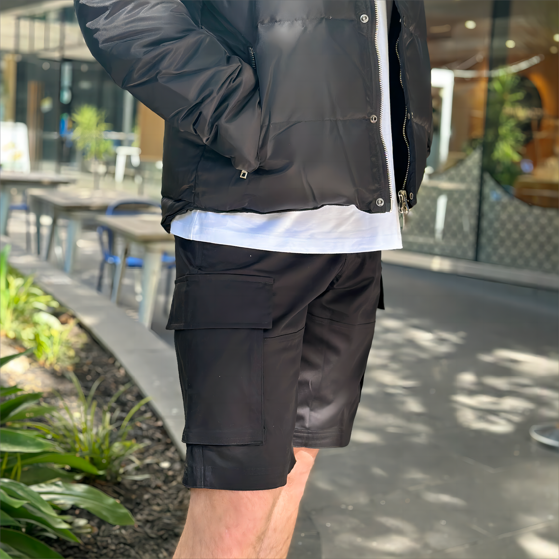 LERROI BLACK COTTON CARGO SHORT BLACK