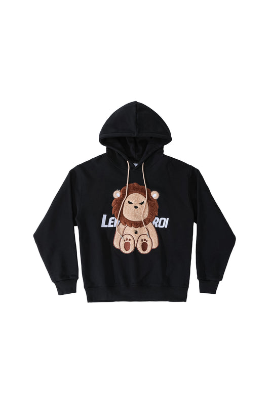 LERROI BLACK FUR LION HOODIE BLACK