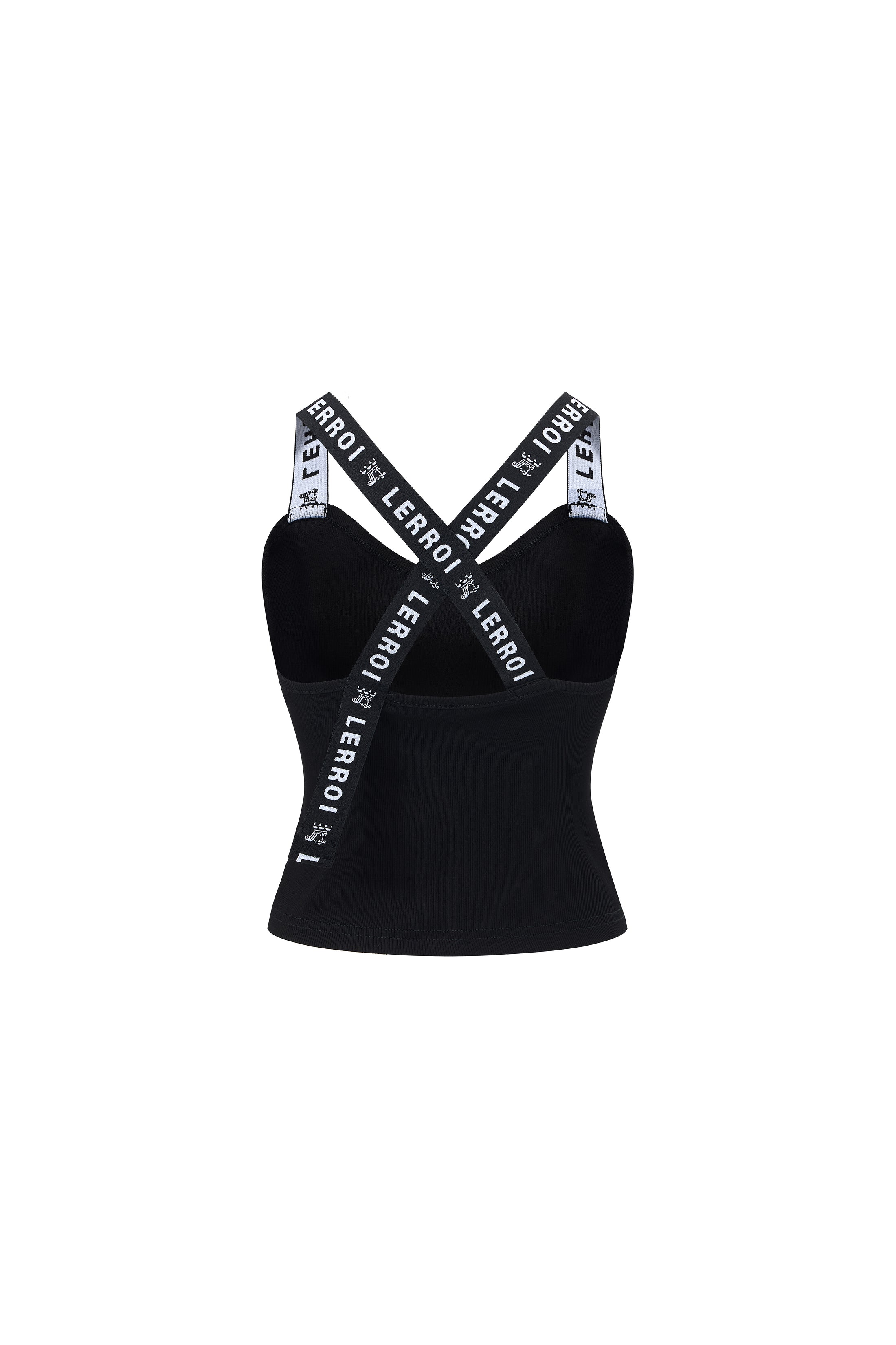 LERROI BLACK LOGO CROSS BACK VEST BLACK