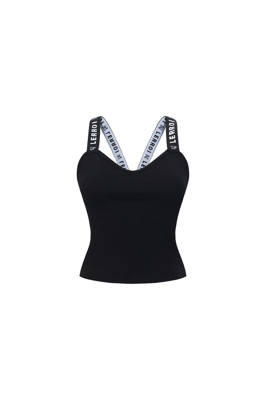 LERROI BLACK LOGO CROSS BACK VEST BLACK