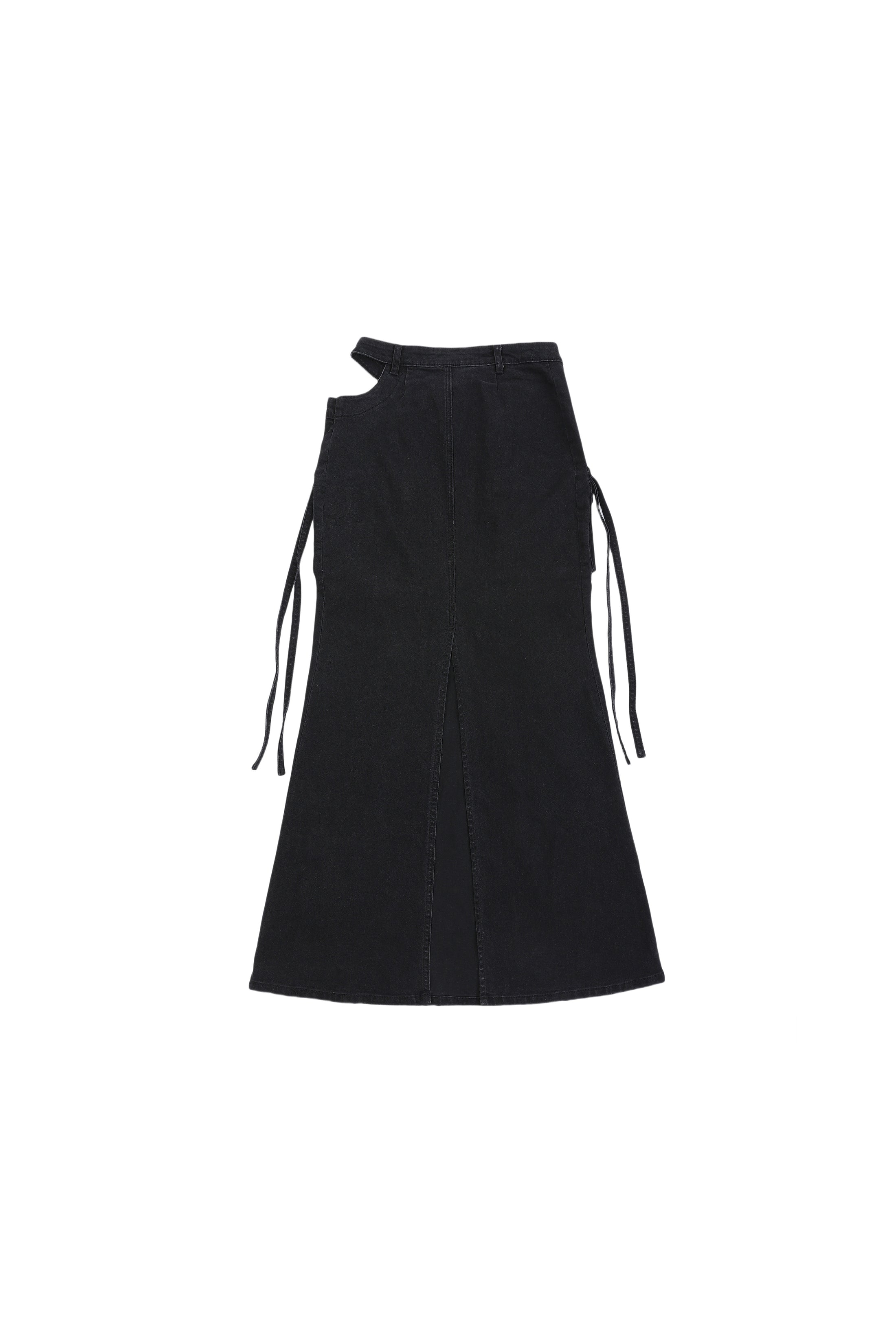 LERROI BLACK SLIT-HEM DEMIN SKIRT BLACK