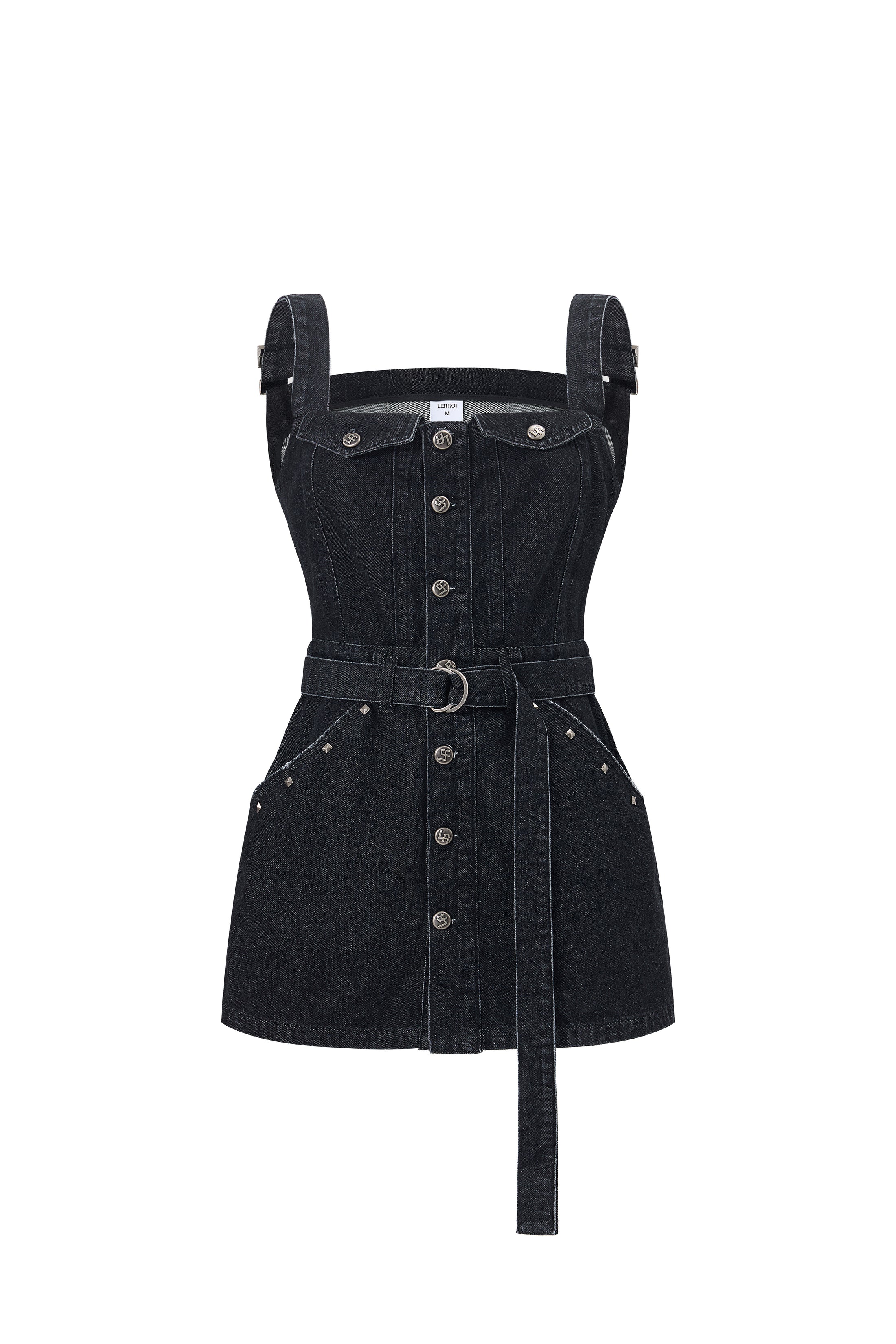 black denim utility dress Washed Black Denim Dress - Mini Denim Dress - Long Sleeve Dress