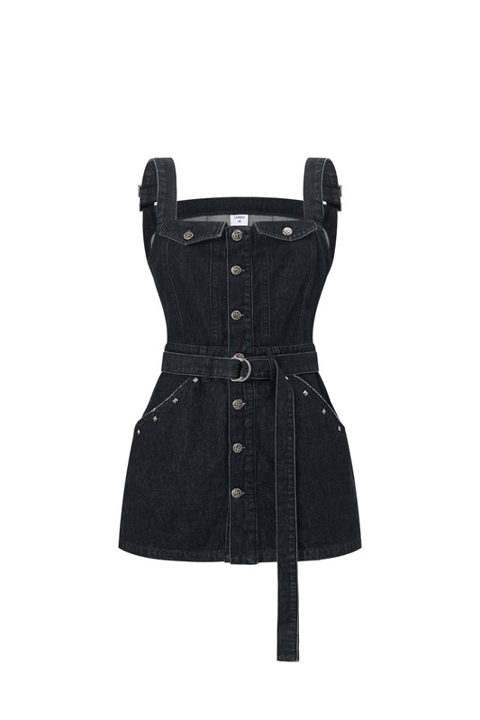 LERROI BLACK UTILITY DENIM DRESS BLACK