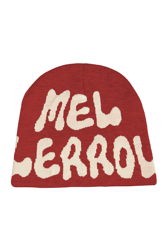 LERROI RED WHITE LOGO KNIT HAT RED