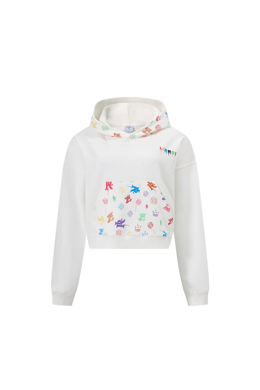 LERROI WHITE FULL PRINT POCKET HOODIE WHITE