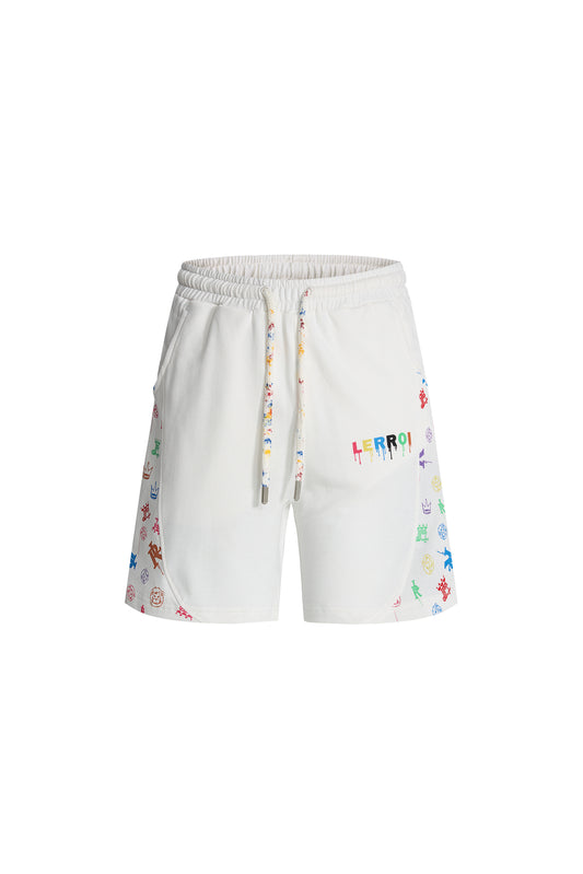 LERROI WHITE FULL PRINT SIDE SHORT WHITE