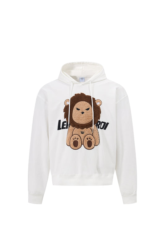 LERROI WHITE FUR LION HOODIE WHITE