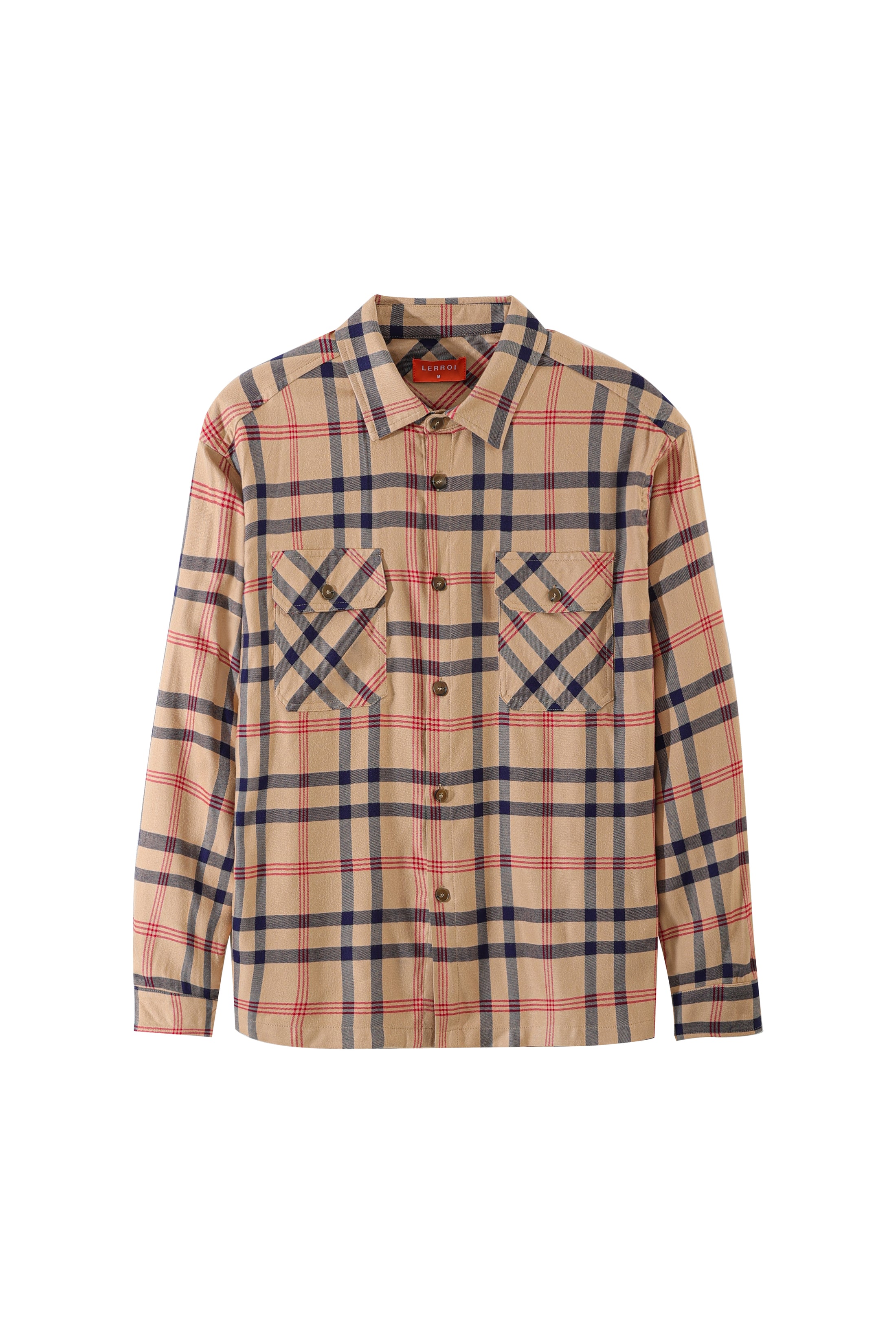 LERROI KHAKI COOL CHECK OVERSHIRT KHAKI