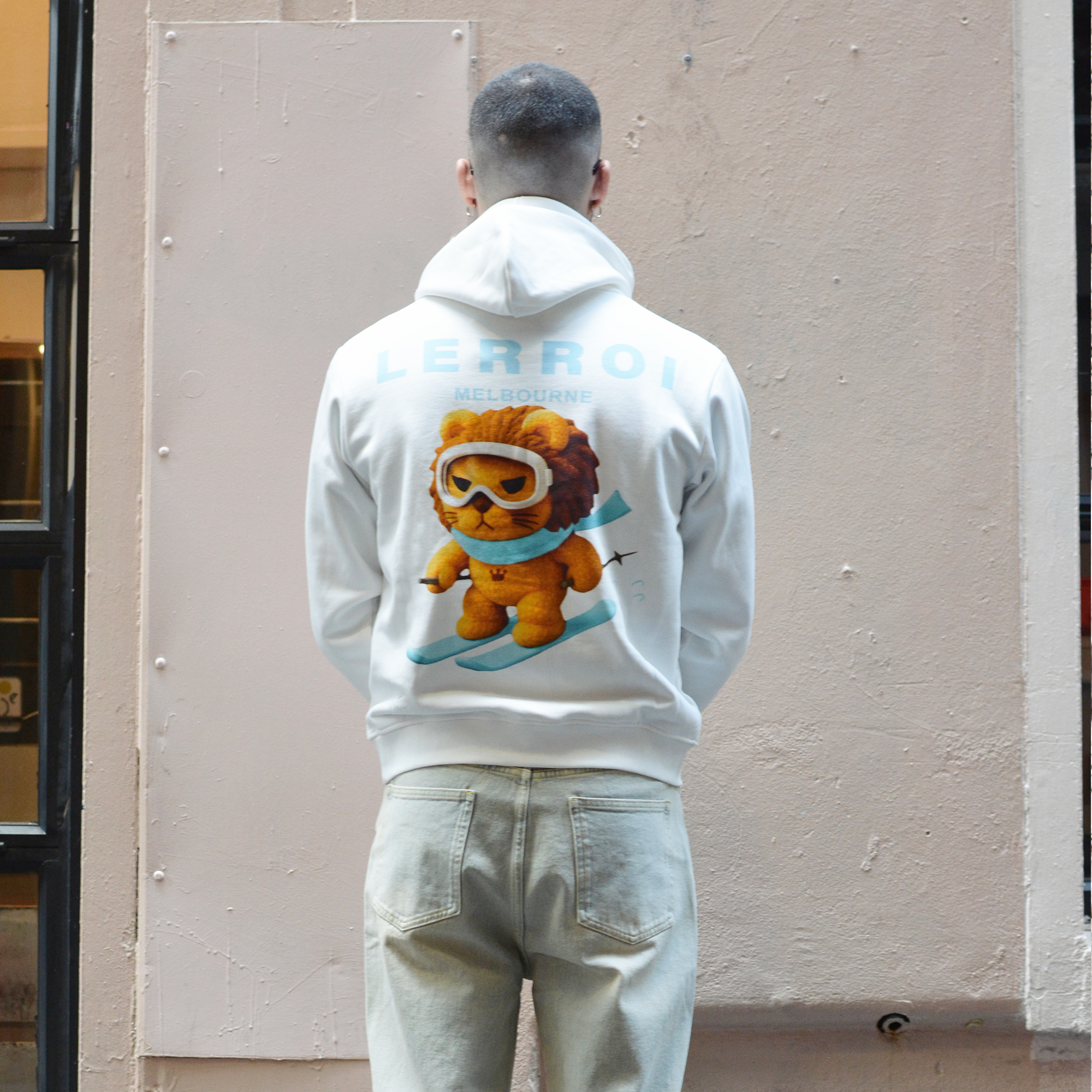 LERROI WHITE LION SKIING HOODIE WHITE
