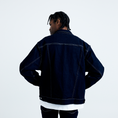 Load image into Gallery viewer, LERROI NAVY OVERSIZE ZIP THRU JEAN JACKET NAVY
