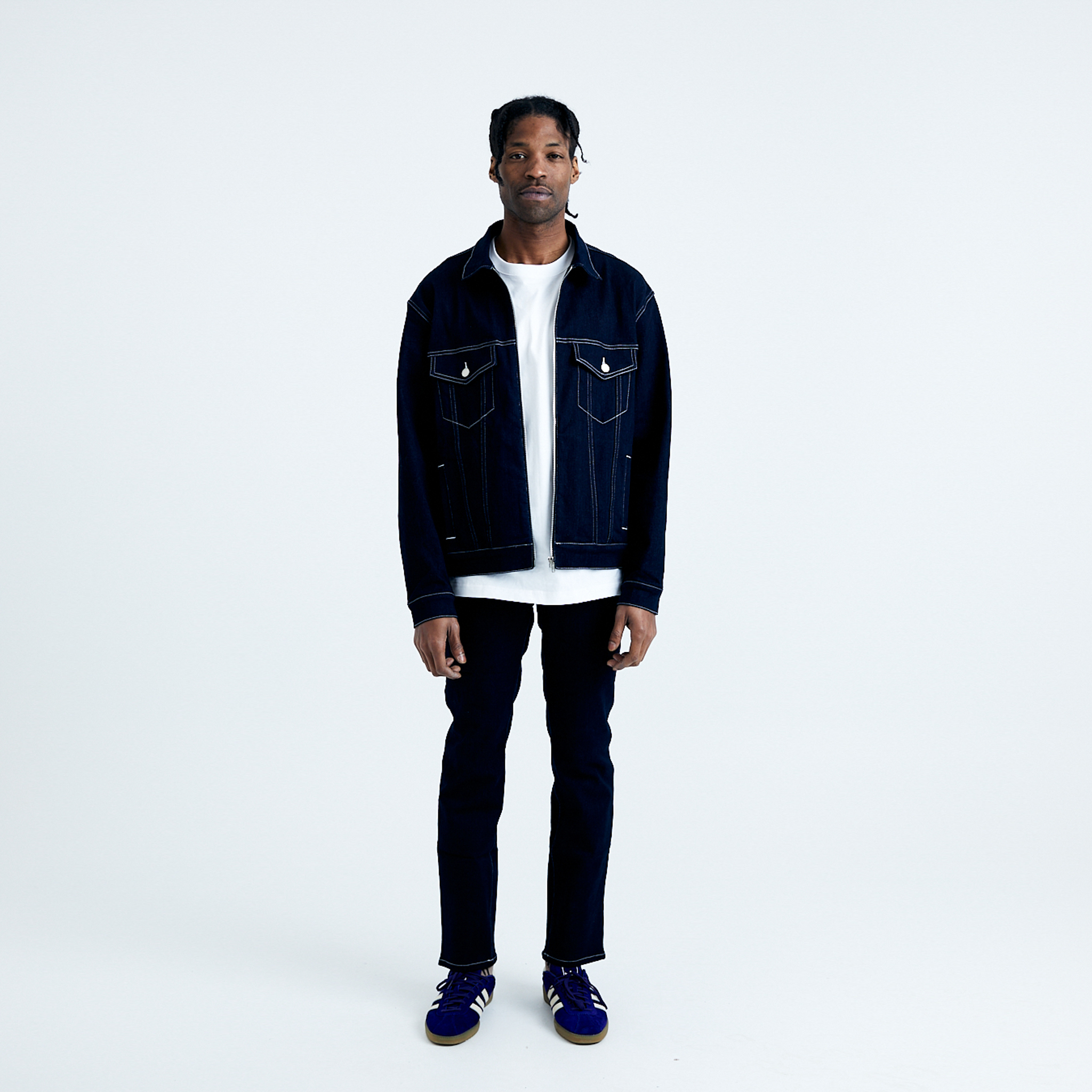 LERROI NAVY OVERSIZE ZIP THRU JEAN JACKET NAVY