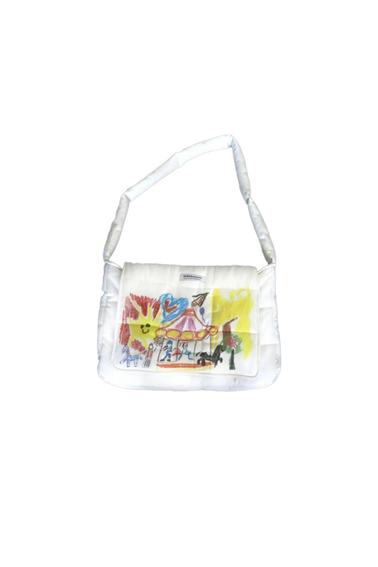 WHITE GRAFFITI PUFFER SLING BAG WHITE