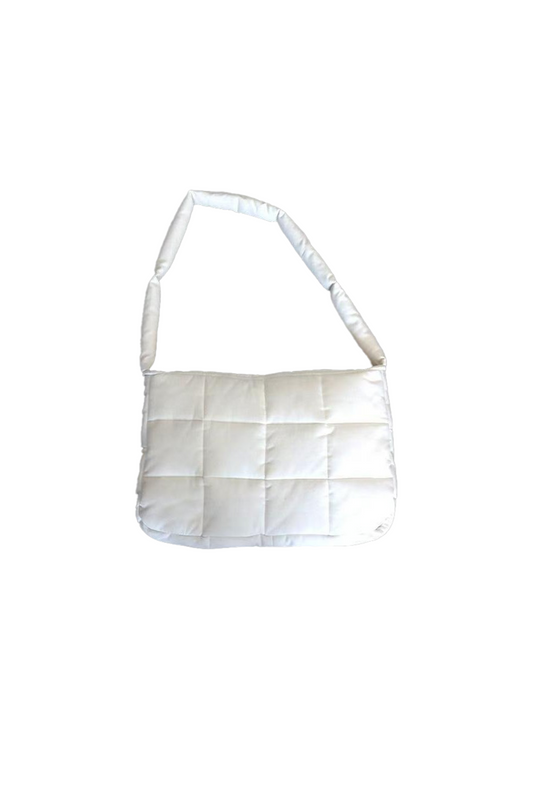 WHITE GRAFFITI PUFFER SLING BAG WHITE